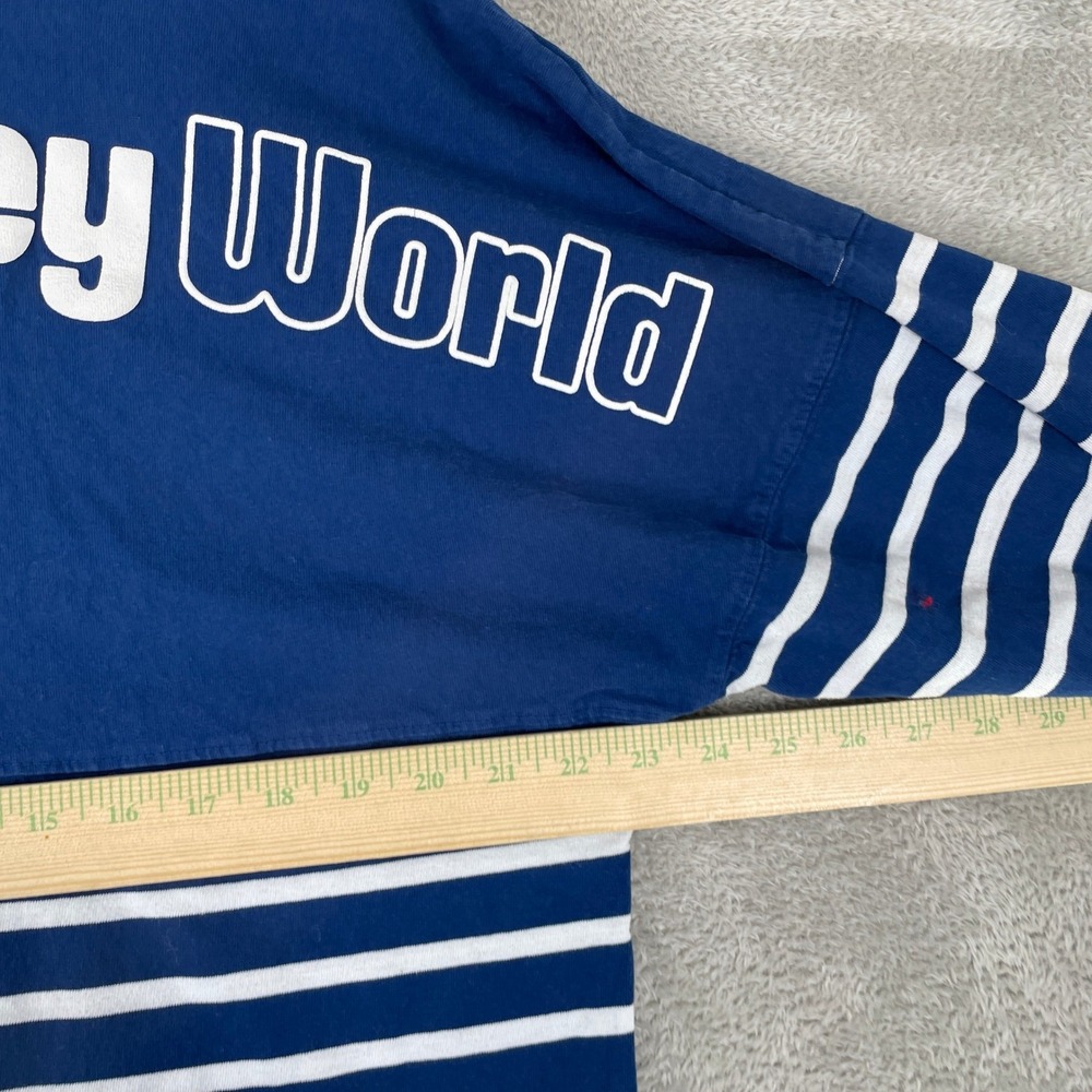 Walt Disney World Spirit Jersey Womens Medium Blue White Striped Nautical Shirt - Picture 6 of 7